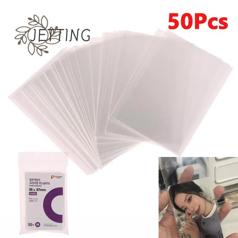 50pcs Korea Card Sleeves Clear Acid Free 3 Inch Photocard Holographic Protector Film Album Binder