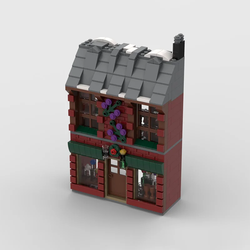 Modèle de Village d'hiver MOC: magasin de fleurs, magasin de vins, magasin de quincaillerie-jouet de blocs de construction DIY pour enfants, cadeau d'anniversaire