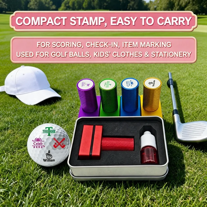 Custom Square Knurled Golf Ball Stamp Waterproof Metal Seal Personalized Quick‑dry Marking Tool for Golf Balls Stamps