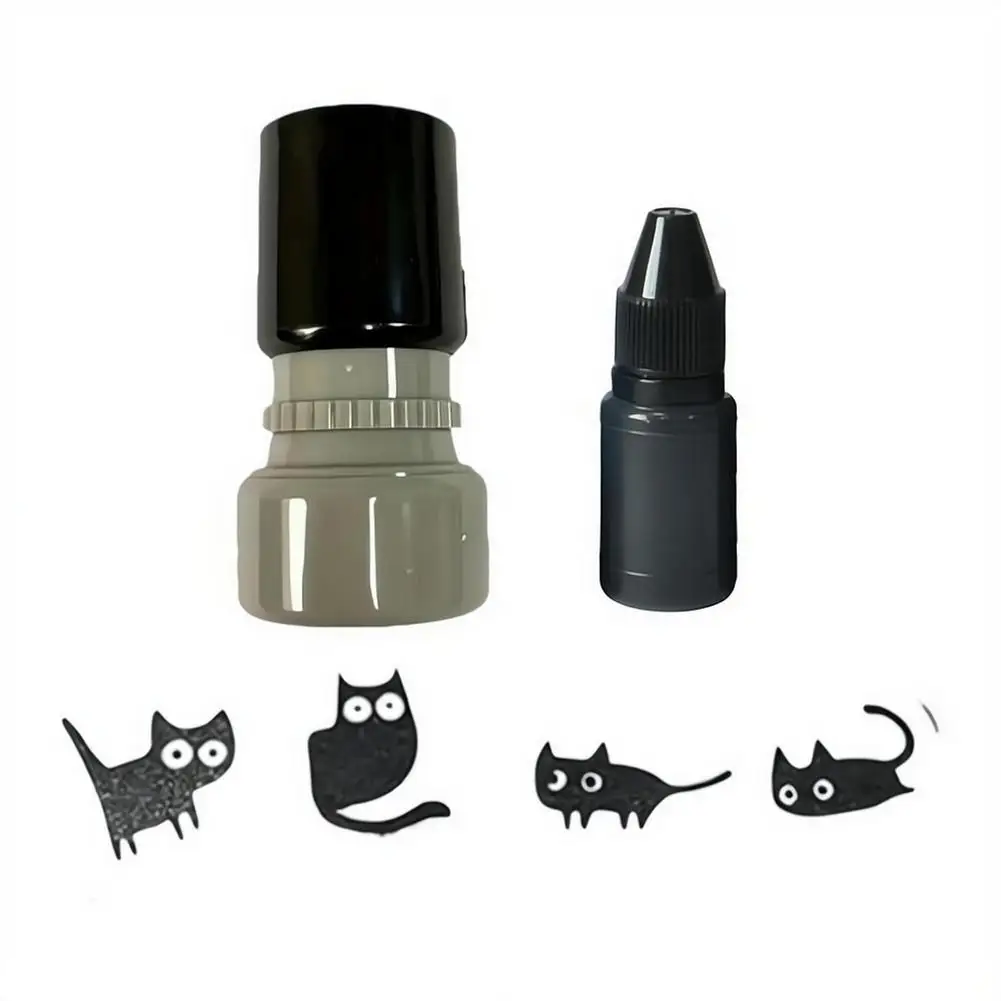 4PCS/Set Cartoon Cute Stamps Lovely Small Black Cat Stamp DIY Stamp Toy Decoration Diary Collage Stationeryert for Kids view 5