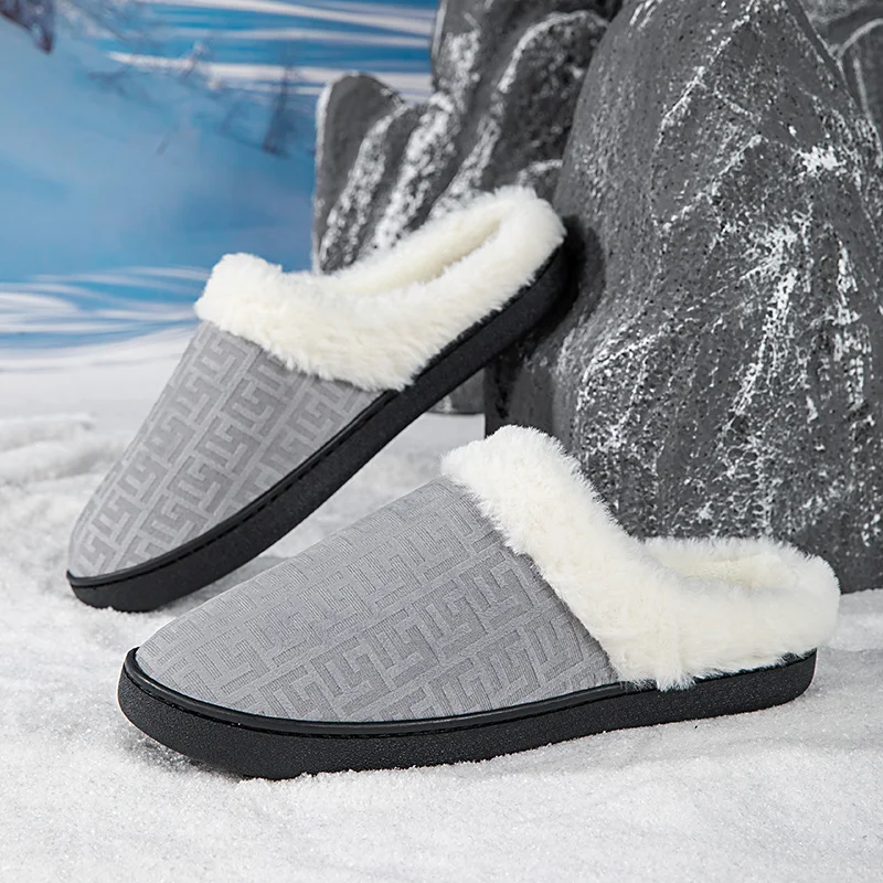 

Winter Cotton Slippers Indoor Women Men Slippers Cute Cozy Warm Plush Lining Slip-On House Shoes Non-slip Cotton Shoes EU 35-47