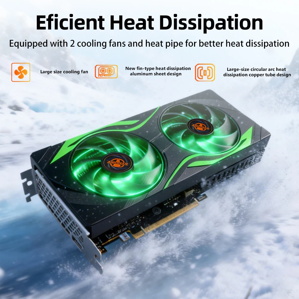 AIBOMAN GPU RTX 5060 8GB GDDR7 3840cuda HDMI+DP PCI Express X16 5.0 145W Graphics Cards