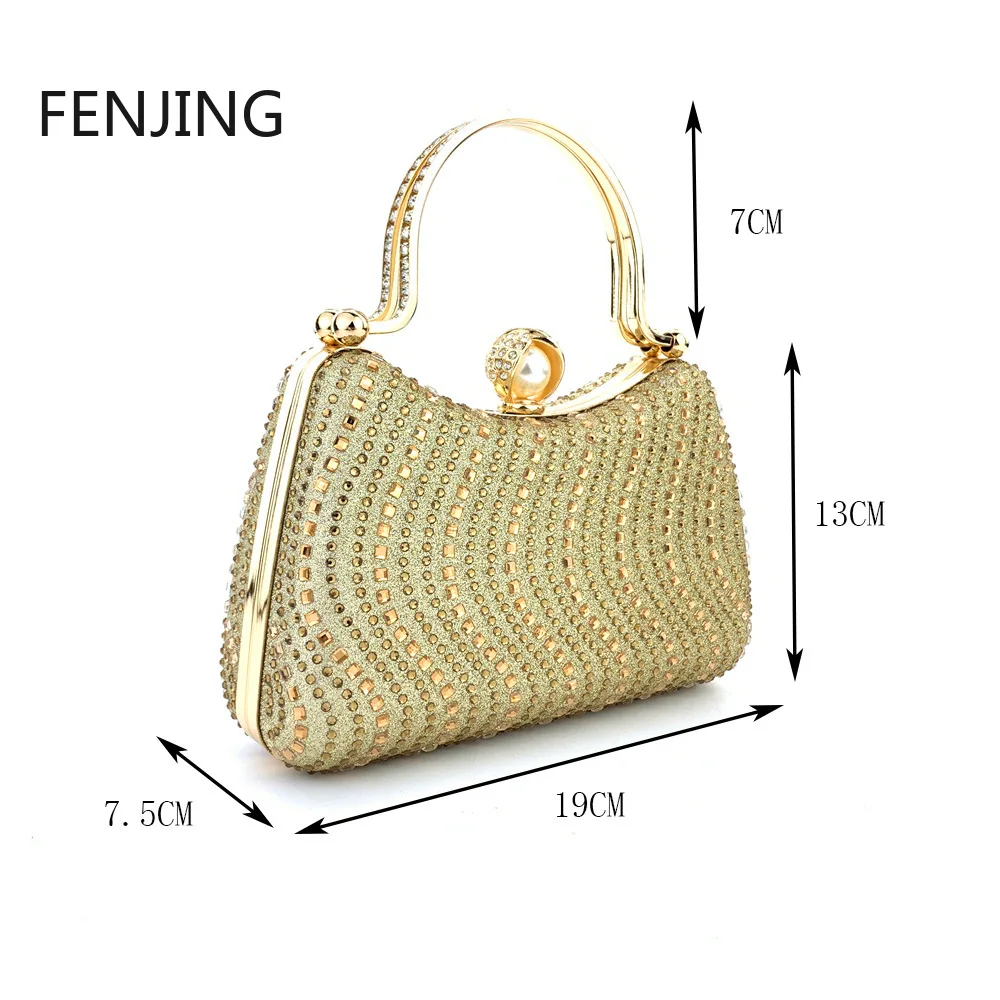 Gold Elegant Rhinestone Purse Trend Luxury Designer Chain Shoulder Bag Women's Handbags Wallets Evening Bags for Wedding Bolso