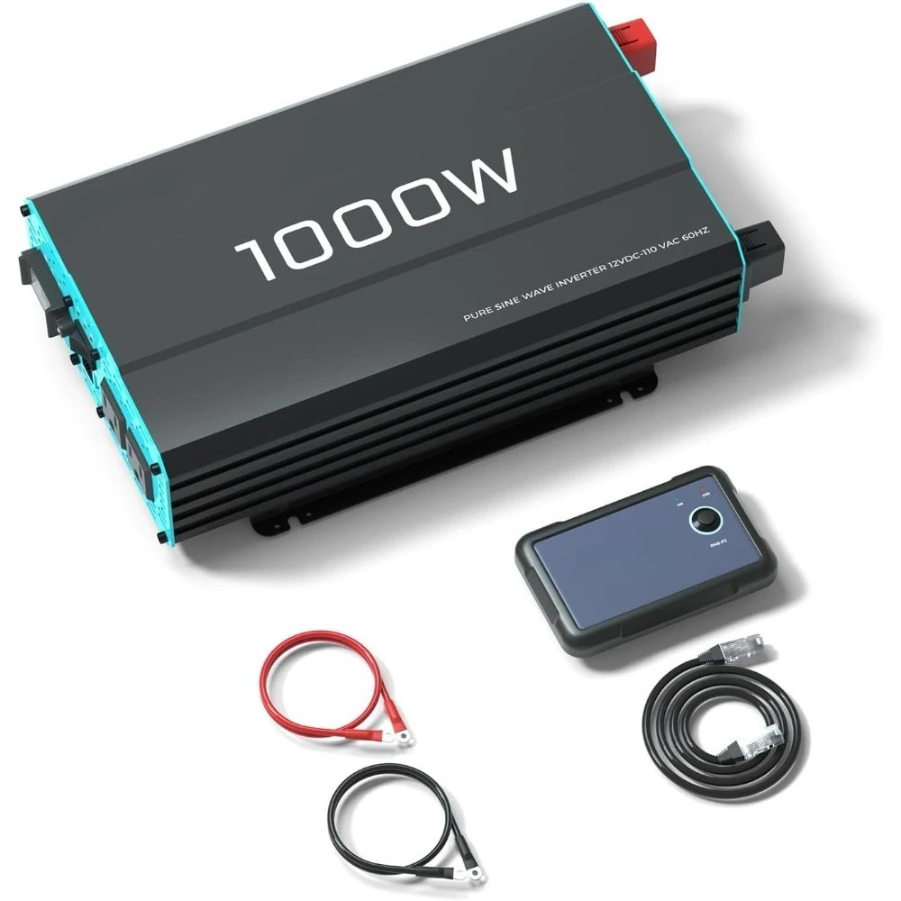 

1000W Pure Sine Wave Inverter, 12V DC to 120V AC Converter for Home, RV, Truck, Off-Grid Solar Power Inverter 12V to 110V with