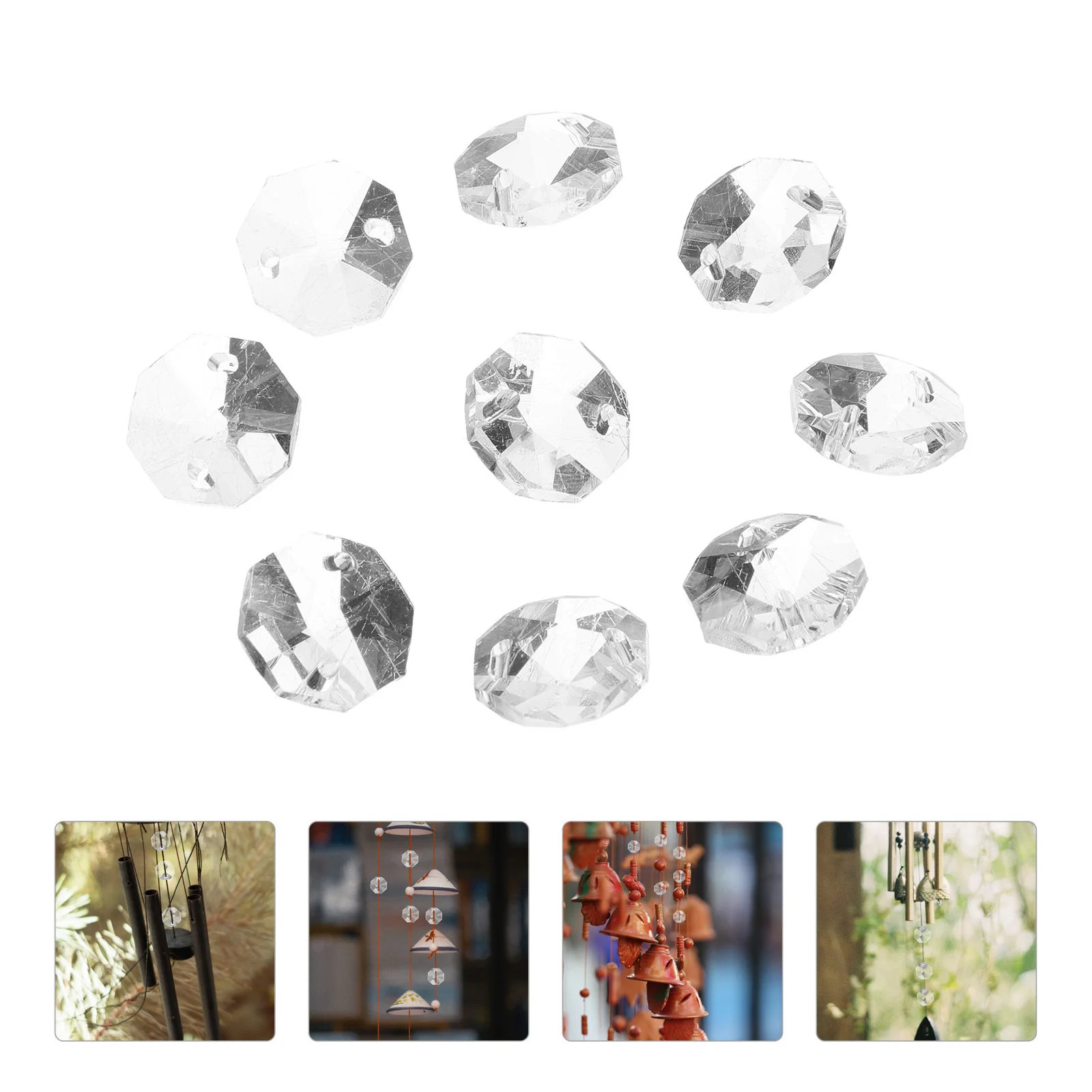 

100Pcs Clear Glass Octagonal Beads Beaded Curtain Decoration DIY Accessories for Wedding Party Home Decor Beaded Curtain