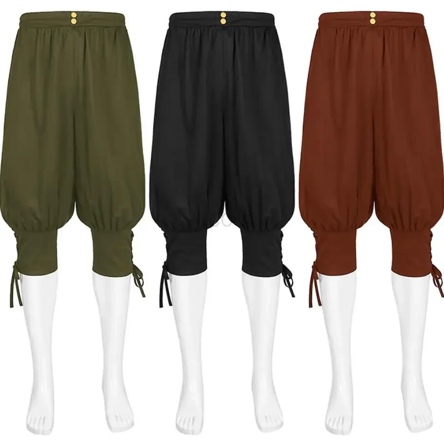 adulto-homem-viking-medieval-pirata-calcas-curtas-fino-traje-celta-solto-leggings-viking-navegador-perna-bandagem-calcas