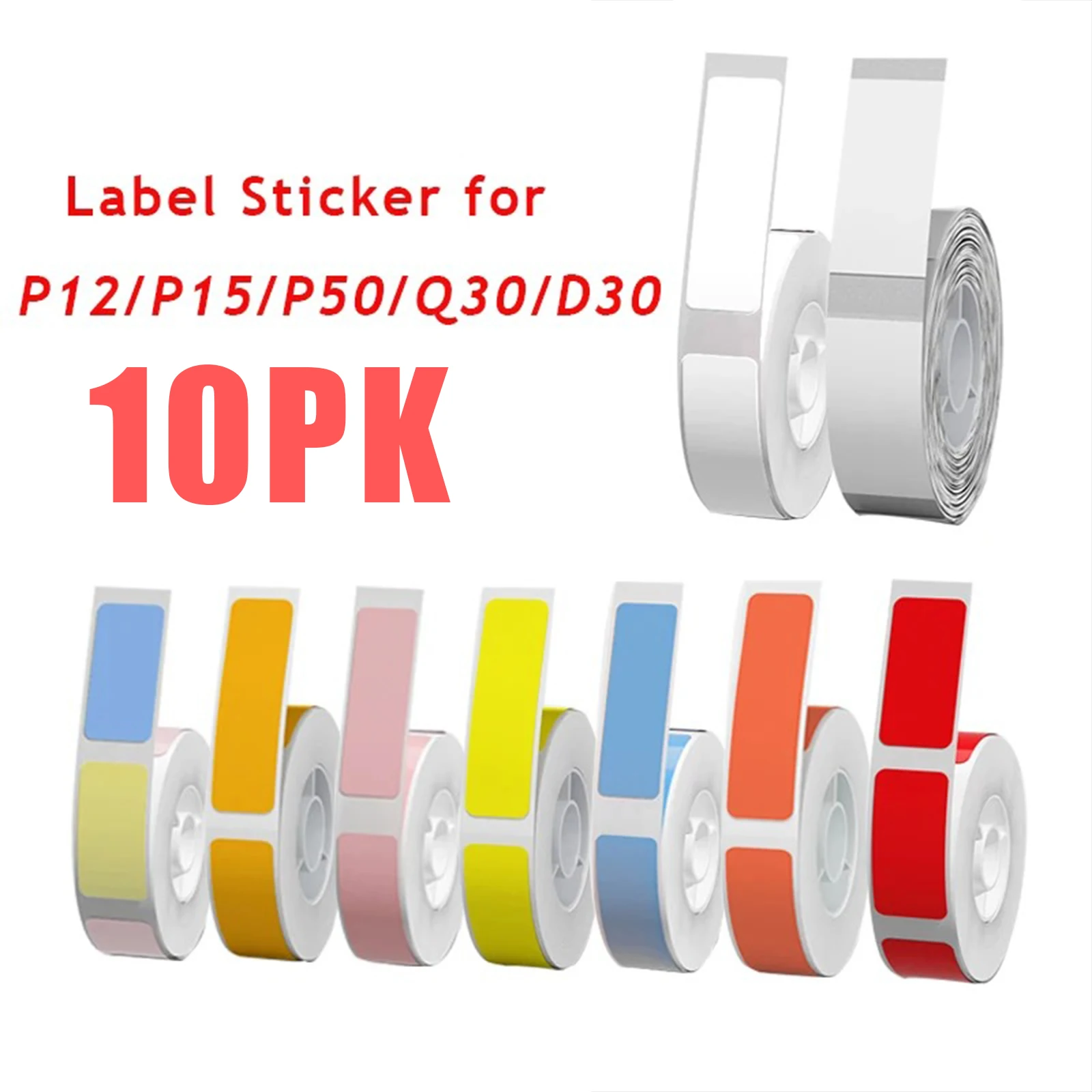 

10 Rolls P12 P15 Thermal Label Sticker Compatible Phomemo D30 Q30 Marklife P11 P50 L12 DELI Q2 Labeller