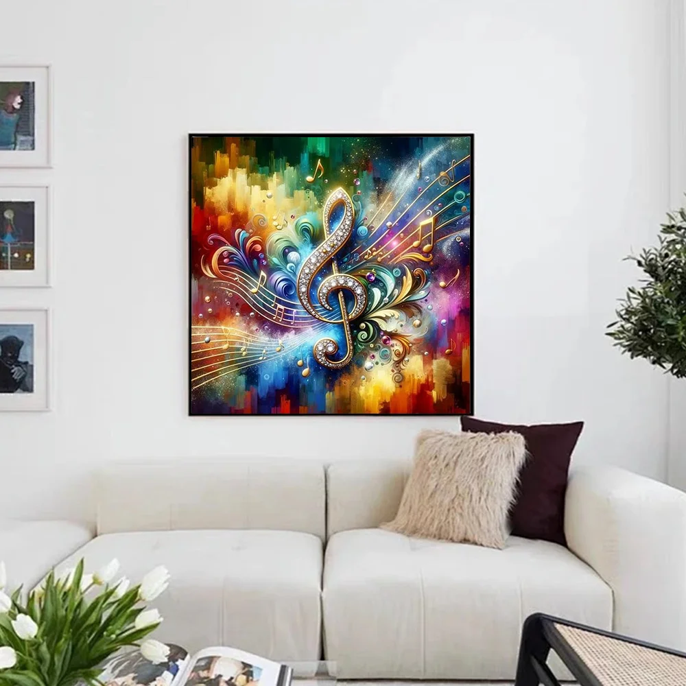 Huacan Full Diamond Painting Cartoon Diy Diamond Embroidery Music Note Fantasy Cross Stitch Kit Home Decor view 3