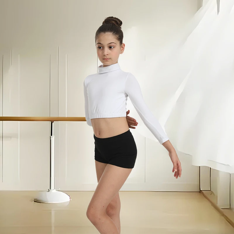 女の子チーム基本タートルネックレオタード子供クラシック長袖ダンストップジッパーバックダンス服子供ハロウィンコスチューム