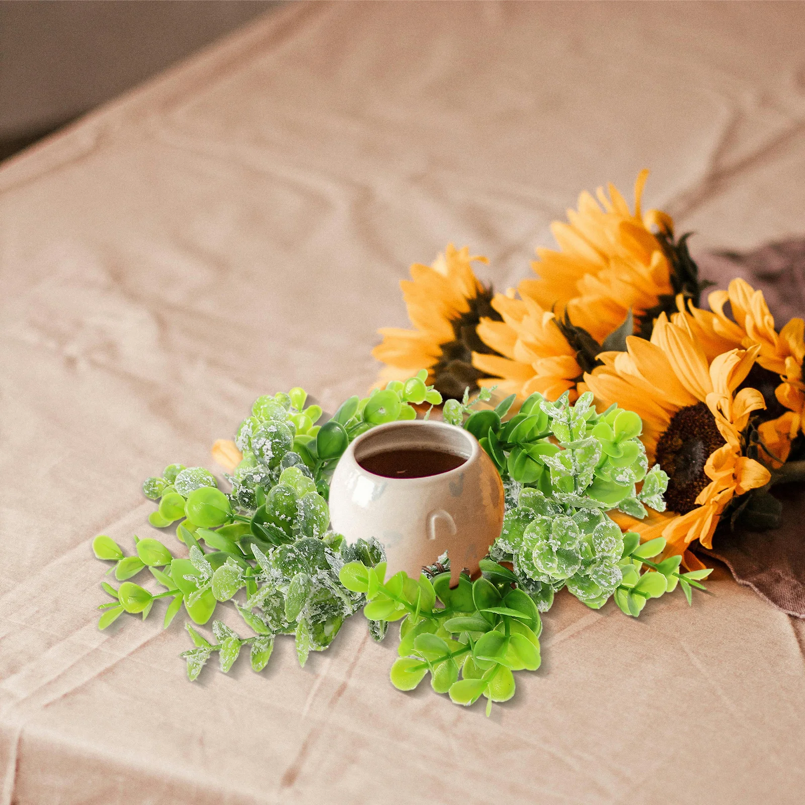 

6Pcs Artificial Leaves Rings Fake Eucalyptus Wreaths Wedding Party Home Table Decoration Romantic Accessories