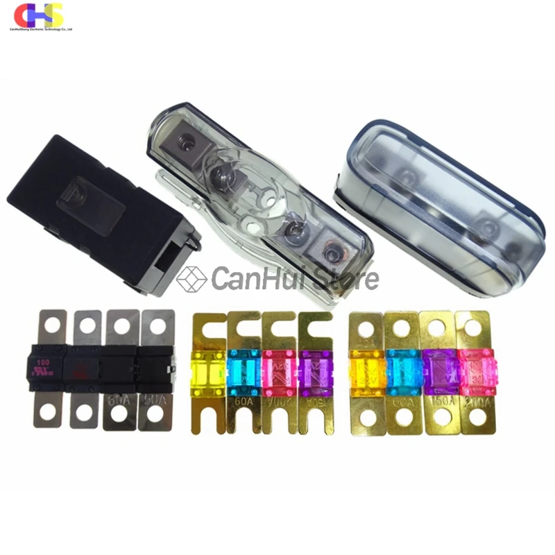 1Set Car Audio Auto Mini ANL AFS Car Fuse Holder Block 20 30A 40 50 60A 80 100 150 200 A 32V ANS-8 Safety Plate Base Trumpetuse