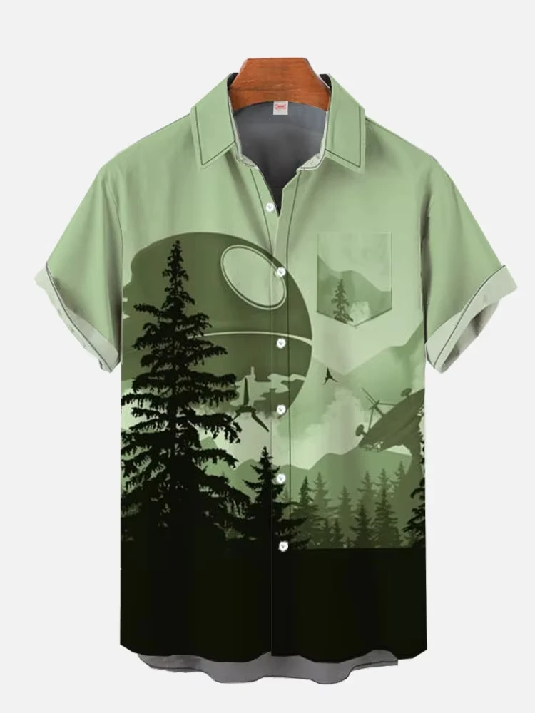 メンズ サイバースタイル シャツ 未来テクノロジー プリント ラペルカラー 半袖 XS-5XL ストリートレディ ​