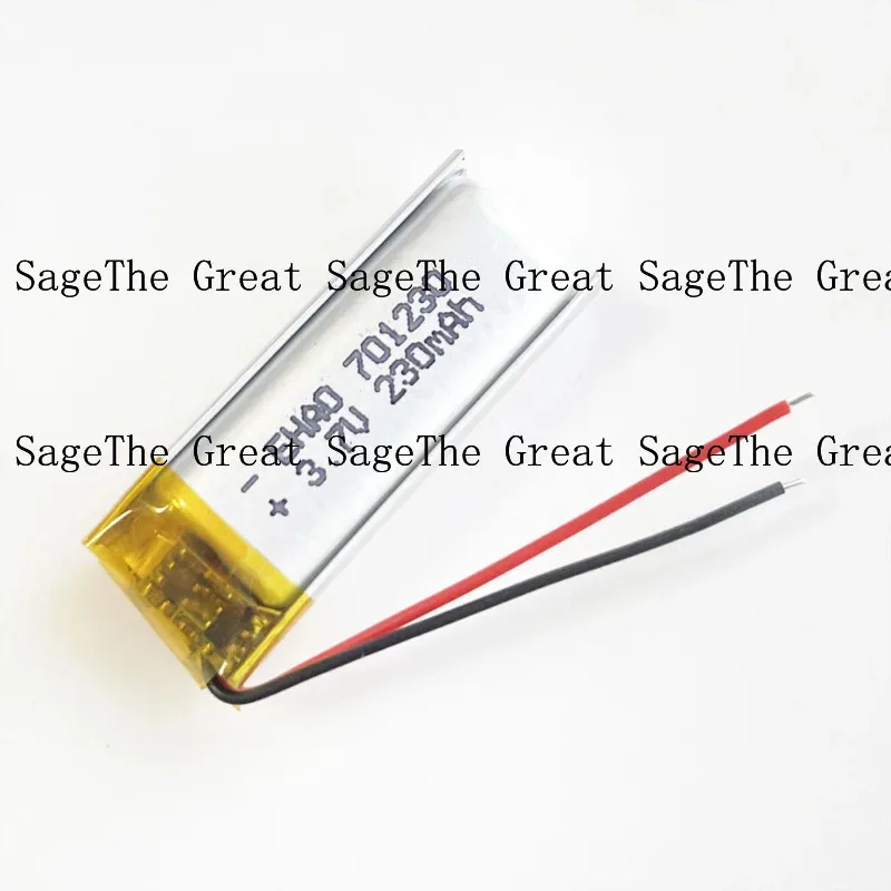 

3.7V 230mAh lipo Li Polymer rechargeable battery for headphone GPS camera 701230