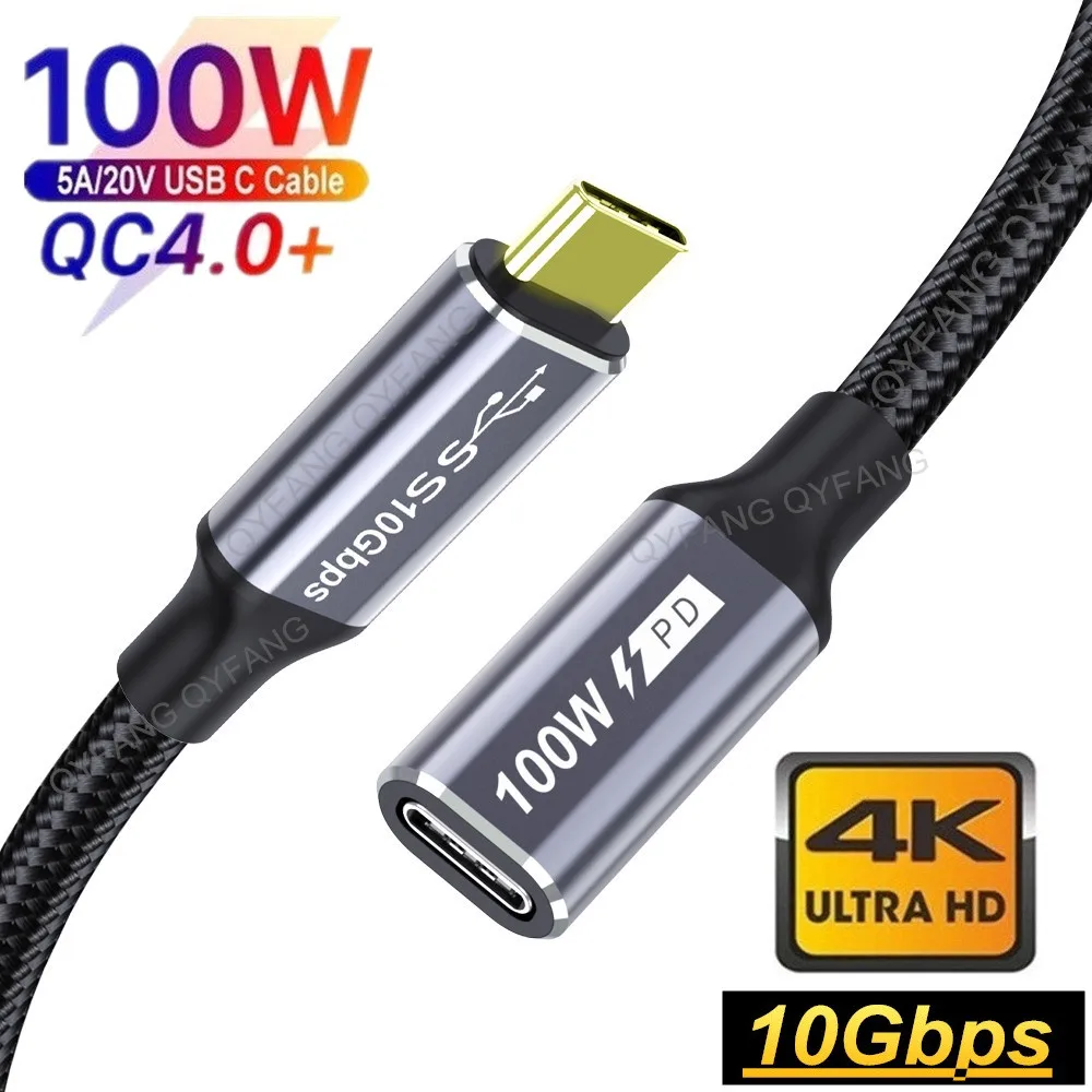 Przedłużacz USB 3.2 10Gbps kabel USB C PD100W przedłużający kabel męski do typ żeński C przedłużacz thunderbolt3 do przełącznika Nintendo