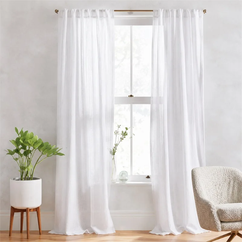 1PC French Vintage Lace Curtain, Single Layer Sheer Window Drapery, Home Decor for Living Room, Bedroom, Balcony, Easy Installat
