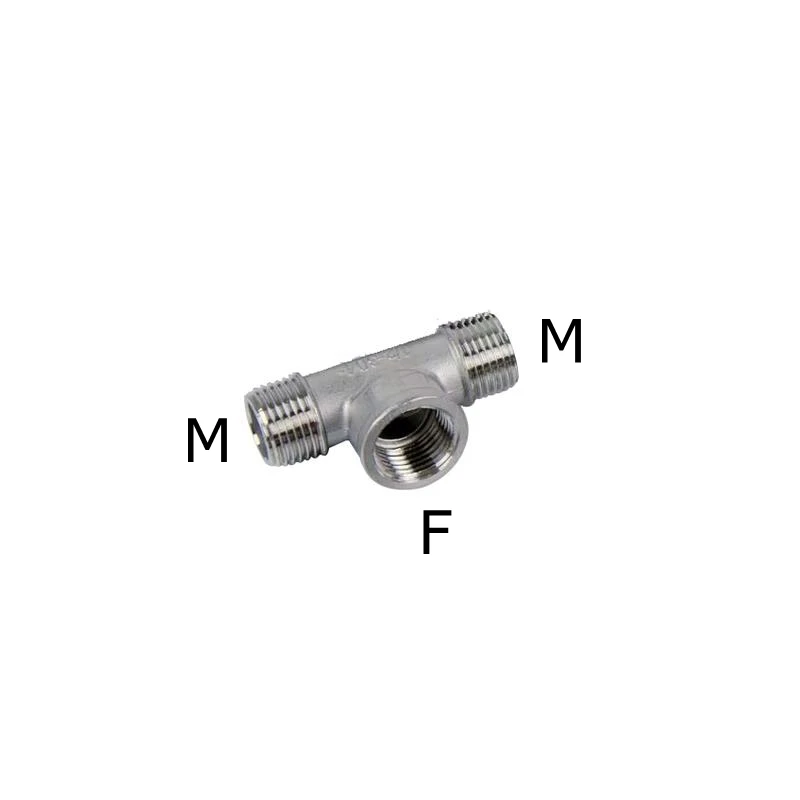 Conector de junta macho a hembra de acero inoxidable 304, accesorio de 1/4 - 2 pulgadas, FFM, FMF, MMF, MFM, 3 vías, tipo T, tubería de agua, SS304