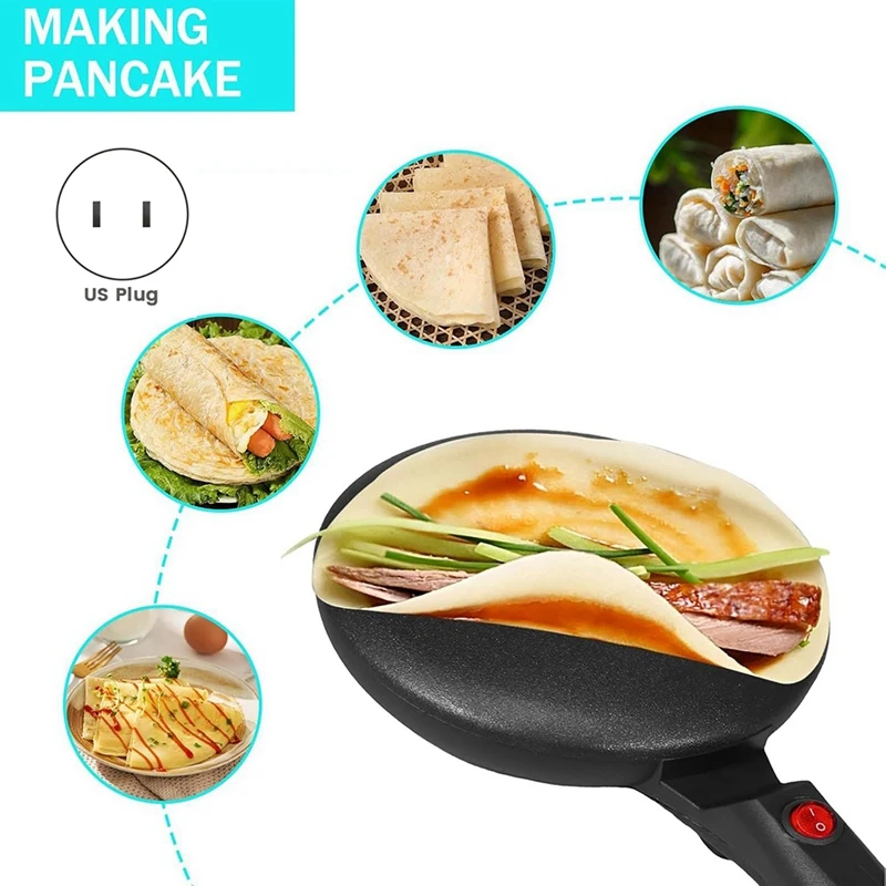 Nonstick Coating Electric Crepe Maker 600W Handheld Pancake Maker Electric Round Griddle For Pancakes