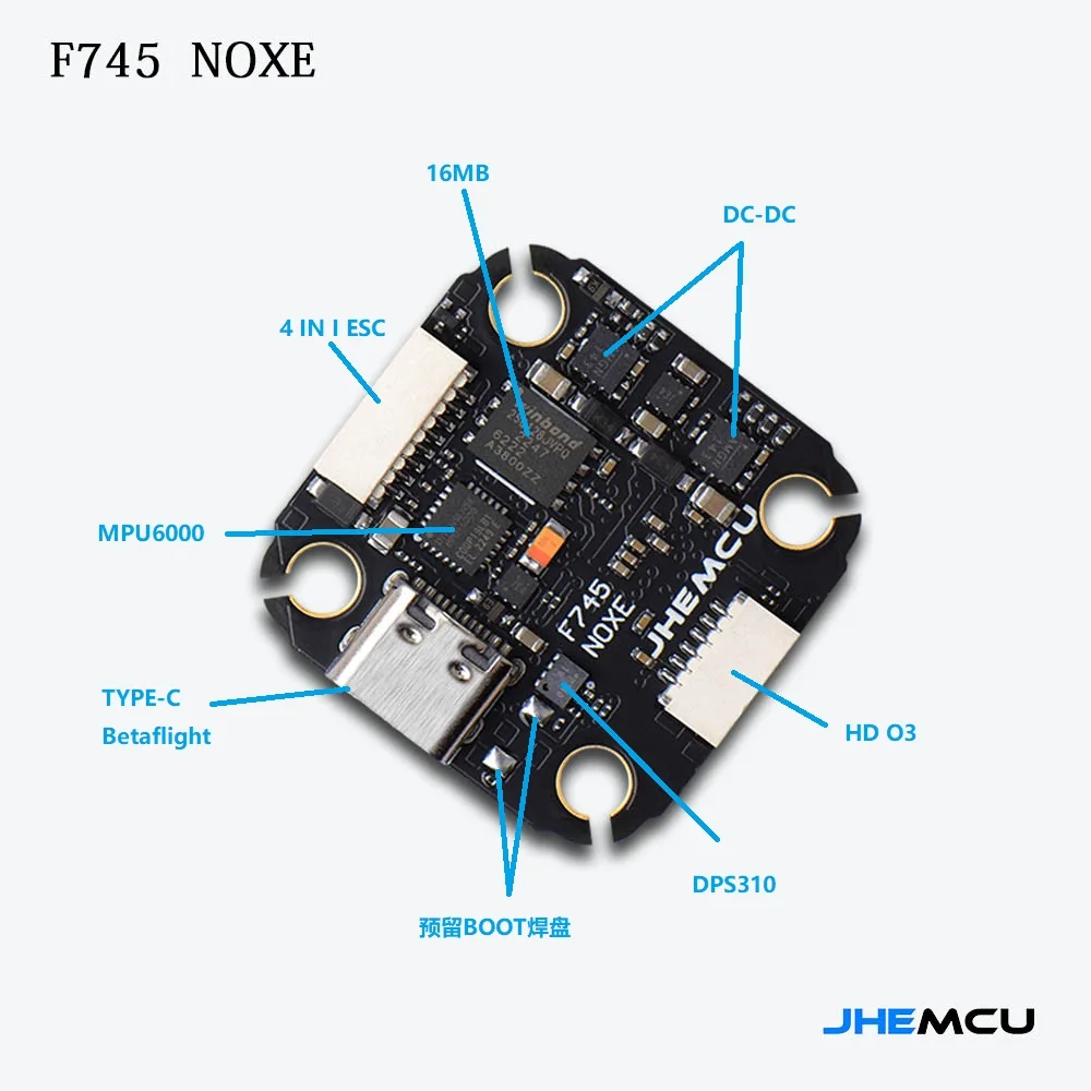 JHEMCU F745 Mini Flight Controller Stack ICM-42688-P F745 Flight Controller AM32 60A 4in1 ESC 3-6S für RC FPV Drohnen