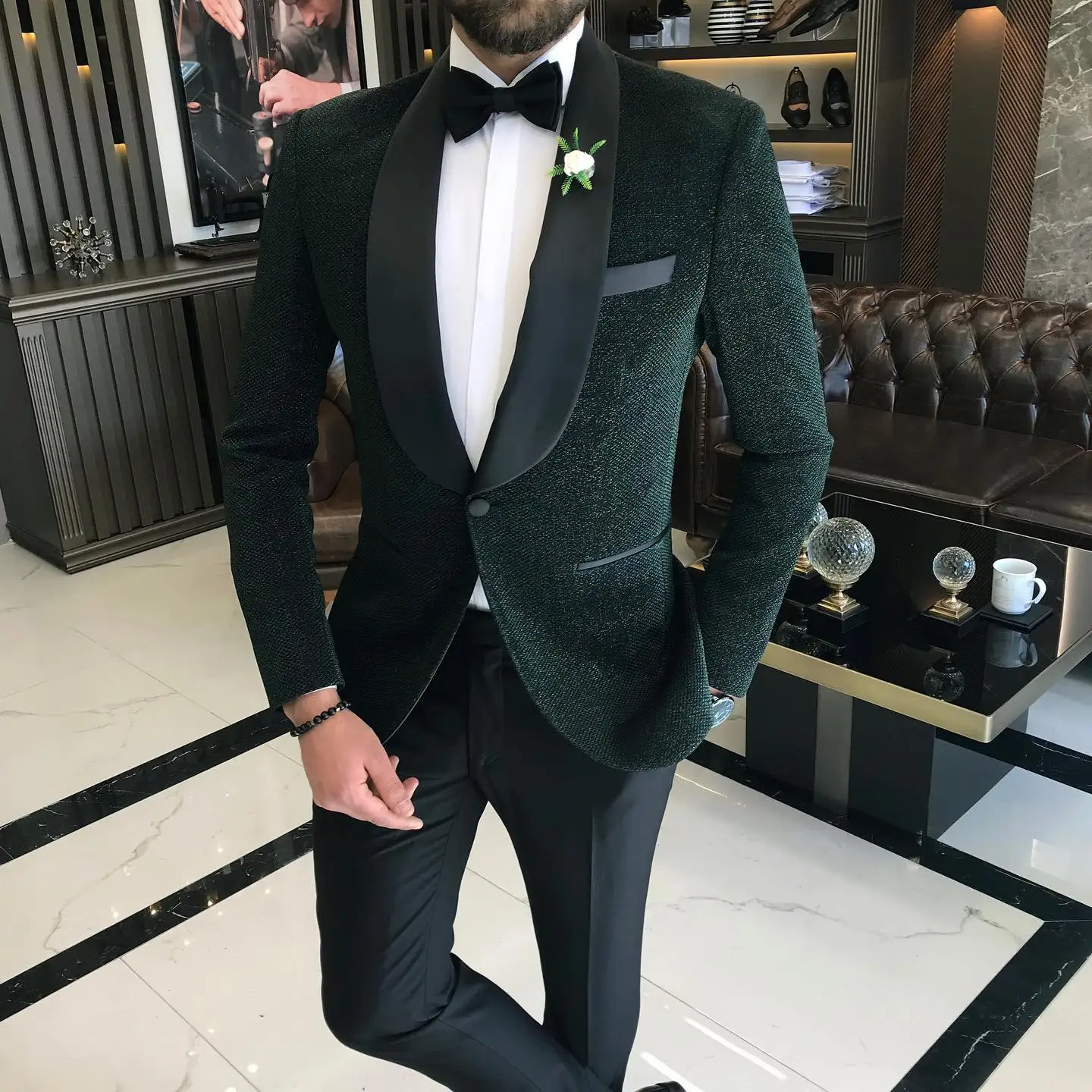 Terno de casamento de lapela masculino, roupa do noivo, traje justo, blazer e calça, smoking masculino, moda, 2 peças, 2023