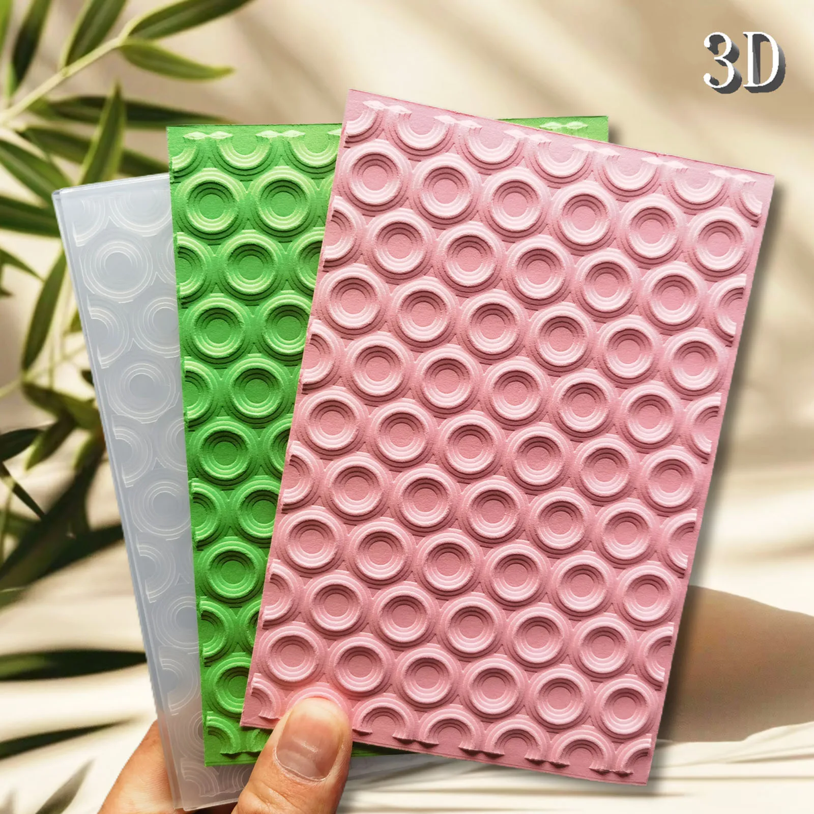 Lebendiger Kreis: Charm of Patterns „3D-geprägtes Ordner-Texturmuster-Hintergrund, DIY-Scrapbook-Bastelmaterial, verwendet für Emb