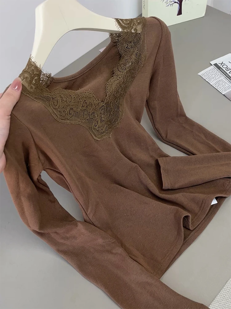 

Soft Sle Lace Splice V-Ne Base irt Spring 2026 New plus Size Versatile Top Women Gentle Wind Theme Inner Wear