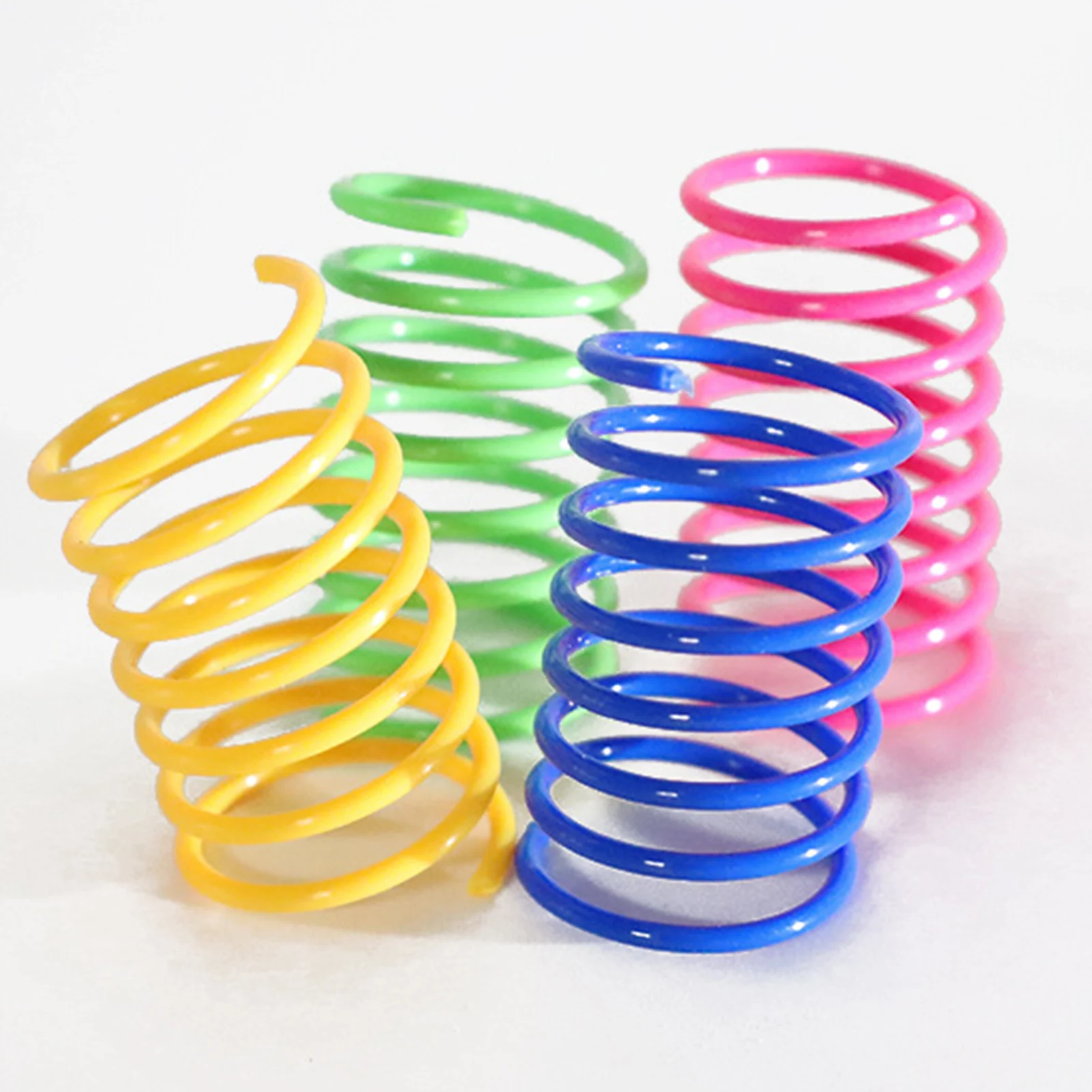 Bouncing Cat Spring Toy Colorful for Indoor Play Activity Interactive Plastic Kitten Toys Pet Entertainment 4pcs Set Durable