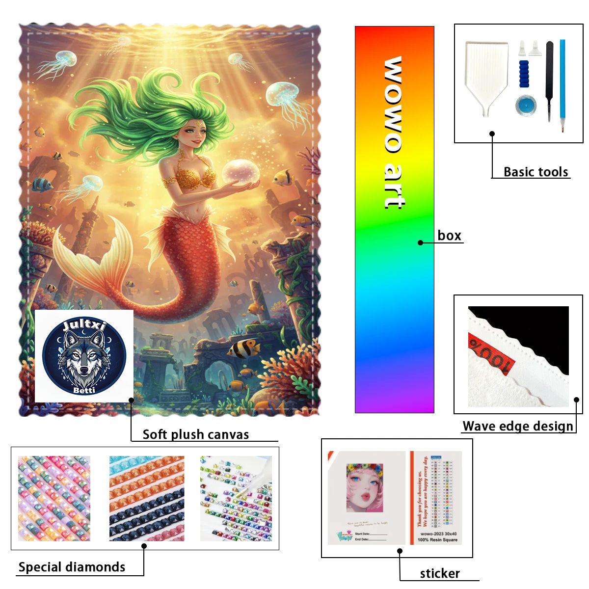 

【Betti_ Diamond Art】Mermaids and jellyfish Crystal AB Rhinestone FD Rhinestone Perfect Resin Diamond