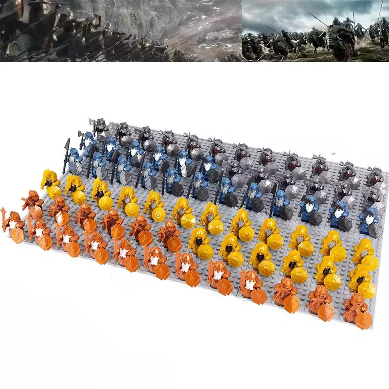 

MOC LOTR Soldier Orcs Army Figures Armor Guard Warrior Archer Medieval Dol Amroth Knights Building Blocks Bricks toys gifts
