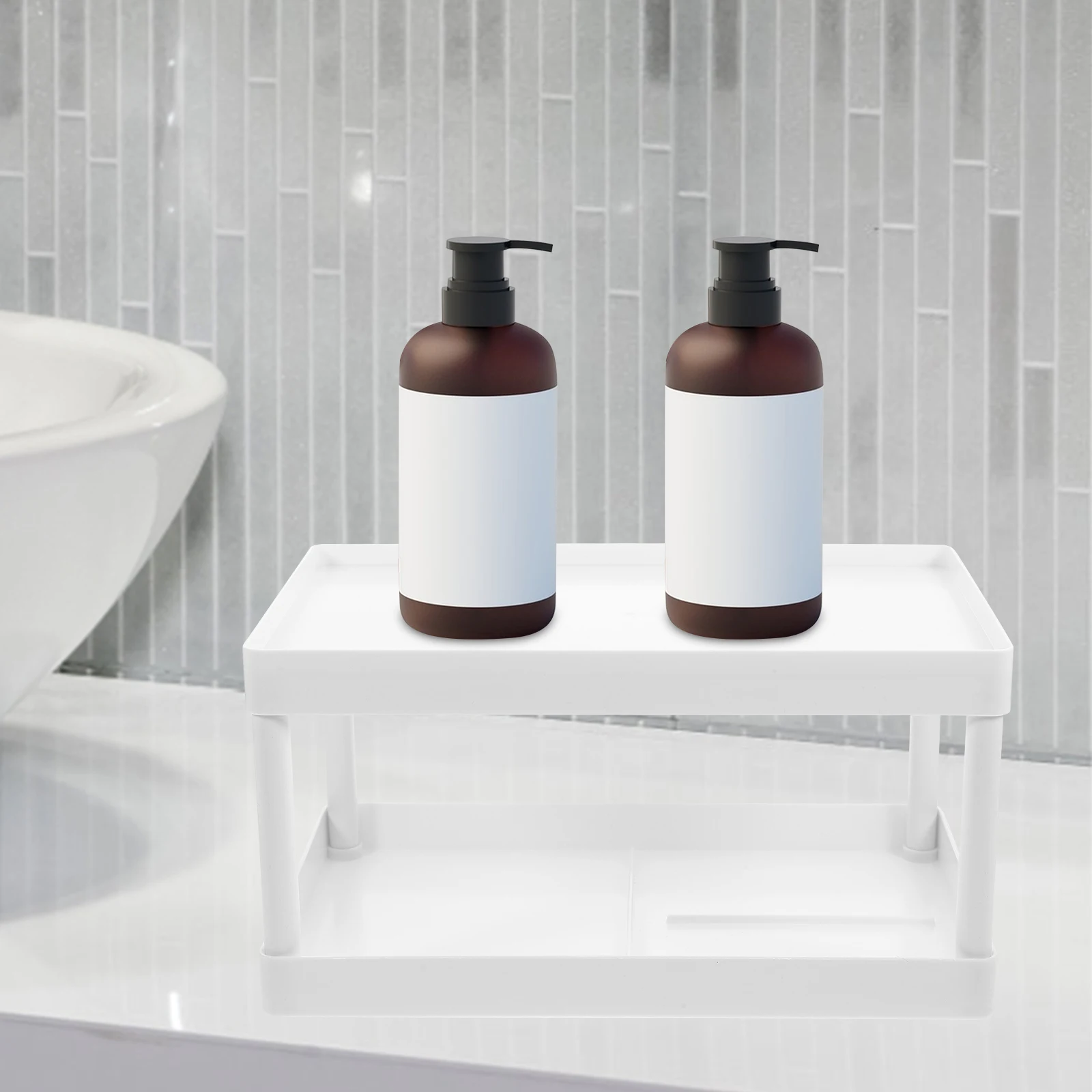 

Storage Rack Premium Material Waterproof Double Layer Shelf For Bathroom Kitchen Bedroom Balcony Home Sundries Organizer Plastic