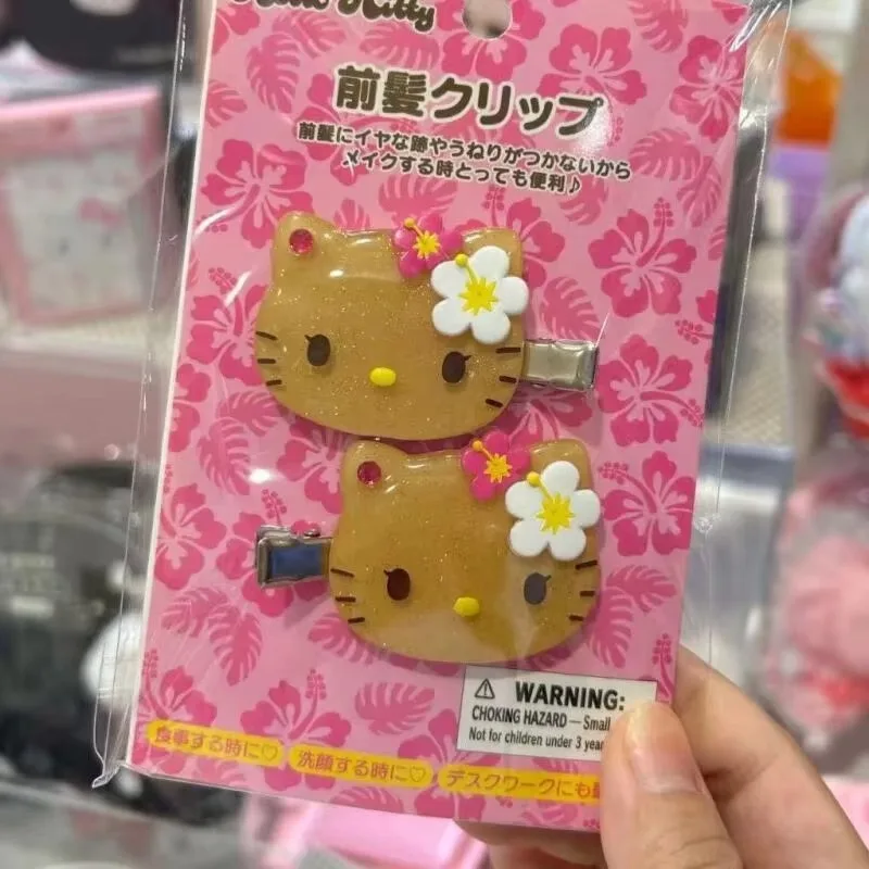 

Заколка для волос Sanrio Black Skin Hello Kitty, милая заколка для девочек с милой мультяшной челкой, боковой зажим, креативный головной убор для детей, подарки на день рождения