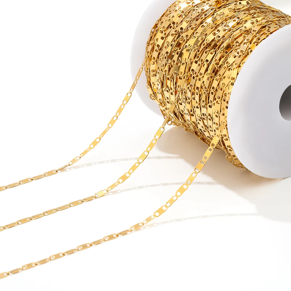 2 Meters Stainless Steel Flat Link Chains Gold Wholesale Bulk Chain for DIY Necklace Findings Bracelet Anklet Jewelry Making - Image 3