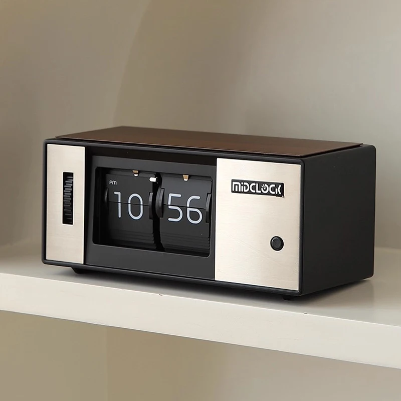 Reloj automático de volteo, luz nocturna de madera para escritorio, péndulo electrónico mecánico de volteo automático, decoración de mesa.