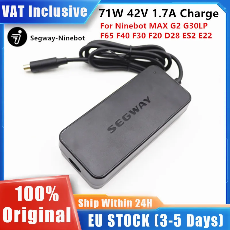 Image of EU-LAGER Original 71W 42V 1.7A Ladegerät für Ninebot By Segway MAX G2 G30LP F65 F40 F30 F20 D28 ES2 E22 Lithium-Batterie-Stromversorgungsladegerät mit EU-Stecker
