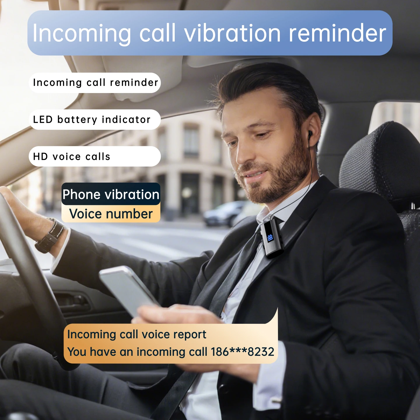 K92 Bluetooth 6.0 Lavalier Business Headset Call 30h/Music 50h Vibration Reminder LED Digital Display With Mic Wireless Earphone image 6