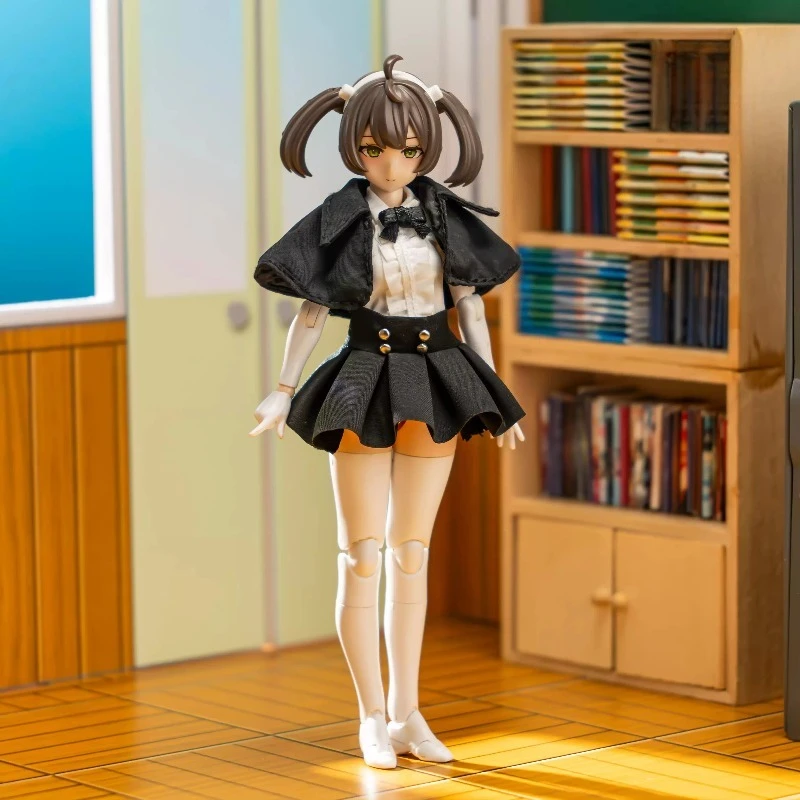 1/12 Scale C017 Female Soldier High Waisted Pleated Skirt Short Sleeved Shirt Clothes Model for 6