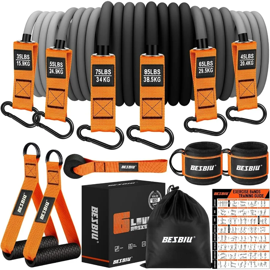 Bandas de resistencia pesada para hacer ejercicio, bandas de ejercicio de 360 libras, bandas de entrenamiento con asas, anclaje de puerta, correas de tobillo, trabajo en gimnasio en casa