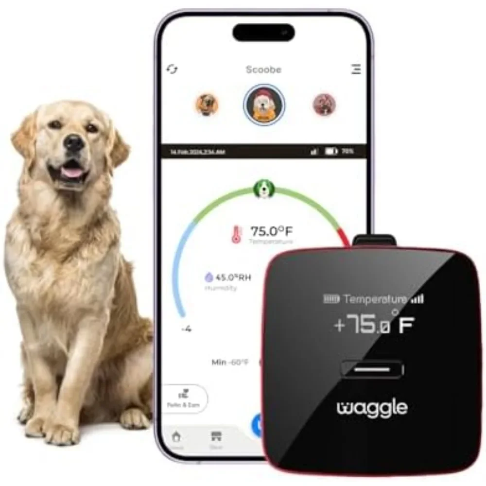 Pet Safety Temperature Monitor, Instant Power Outage/Temp/Humidity Alerts, GPS & Geofencing, Gps Tracker Dog