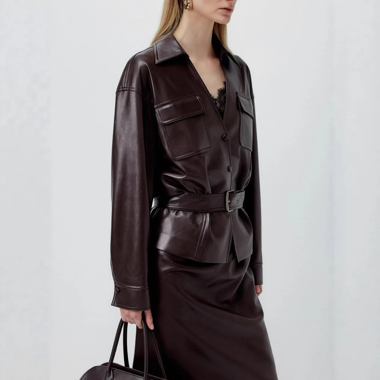 

Женская куртка из искусственной кожи, высококачественная, винтажная, на осень 2025 года, новая модель, производство Китай