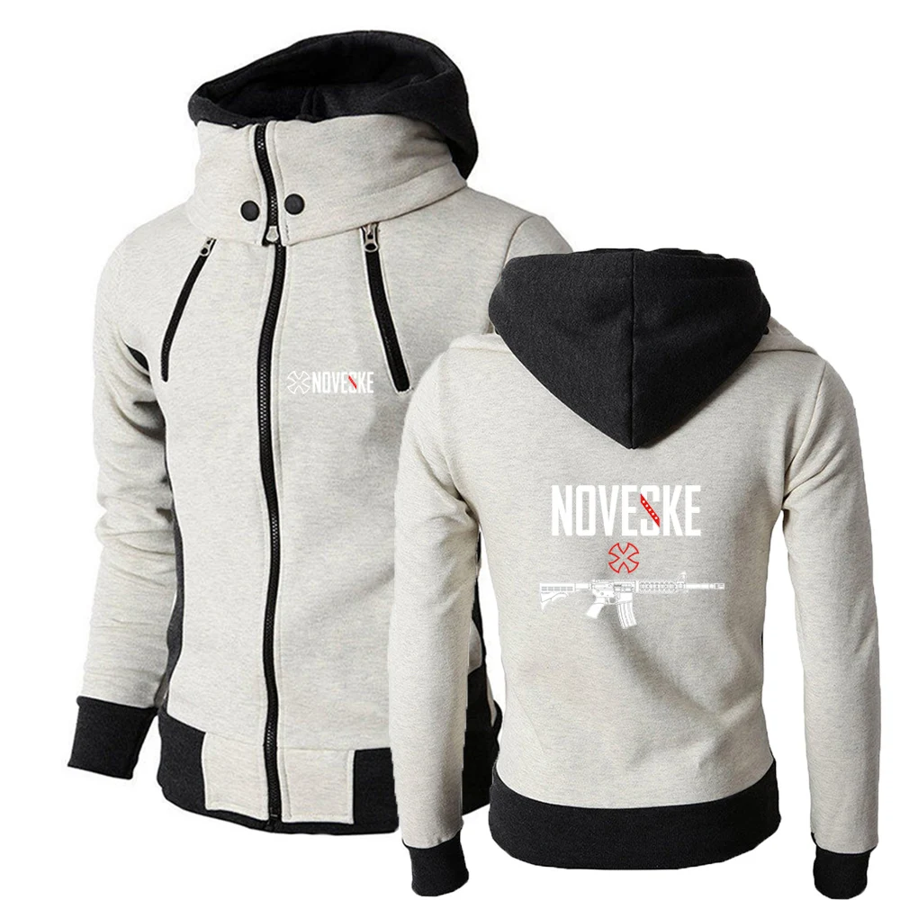 

2025 Fashion Versatile Slim Jacket Spring And Autumn High Quality Coat Man's Funny Gun Noveske Logo Print Breathable Hoodies