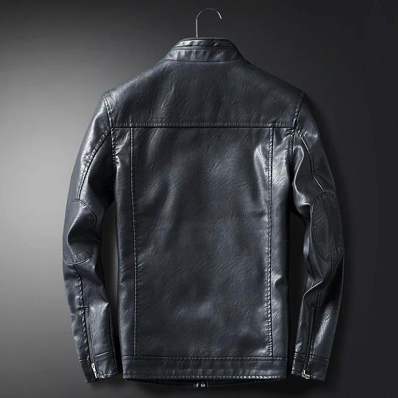 Plus Size Male Coat Casual Mens Bomber Jackets PU Leather Slim Motorcycle Jacket Boy Faux Leather Fluffy Black Windbreaker Men