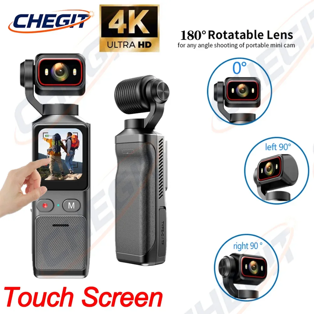 

NEW 4K Touch Screen Portable MINI Vlog Camera Pocket Sports Camera with Gimbal Video Recording Handheld Stabilizer Body Camera
