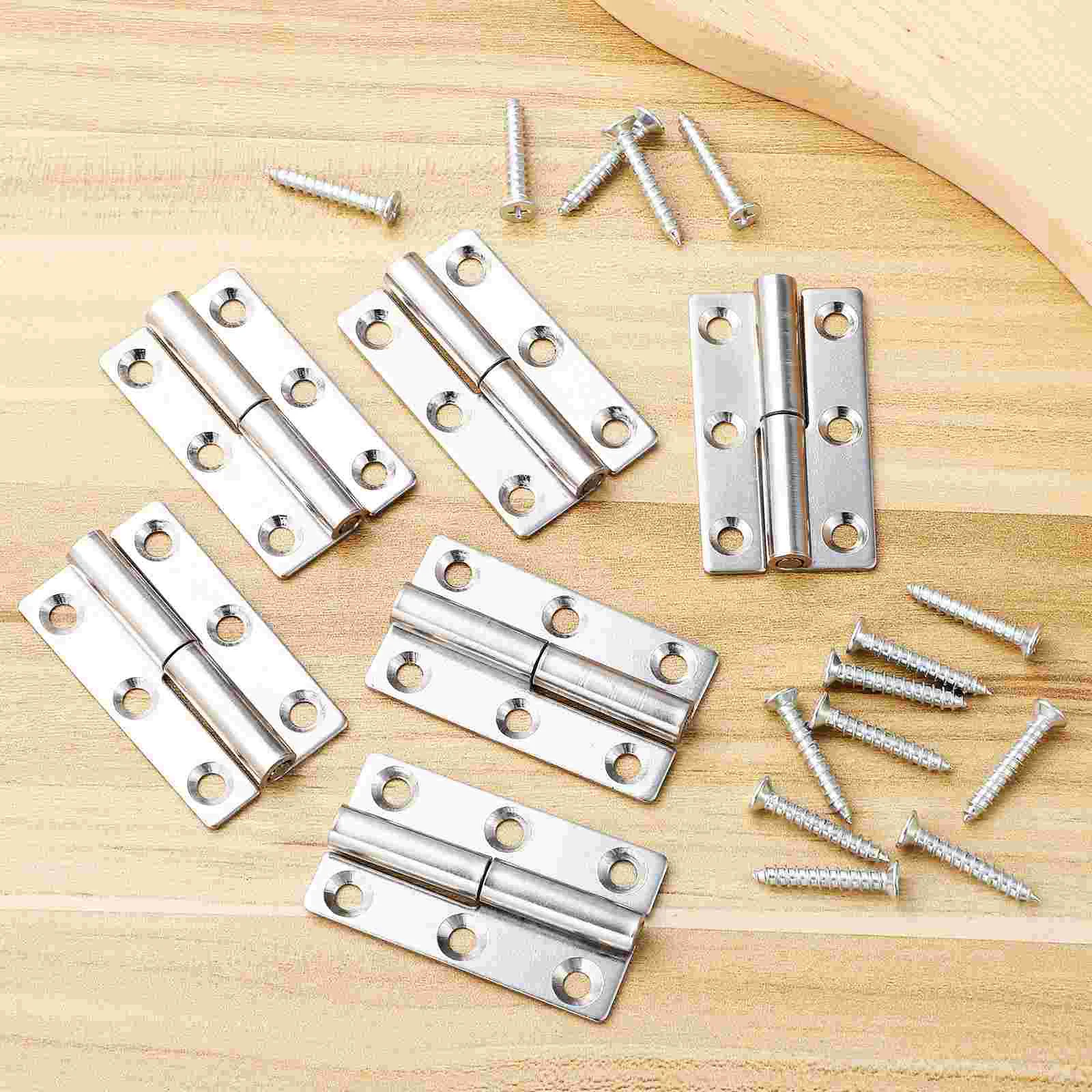 6pcs Door Hinge Stainless Steel Window Cabinet Bookcase Hinge Door Connector with Screws Furniture Hardware