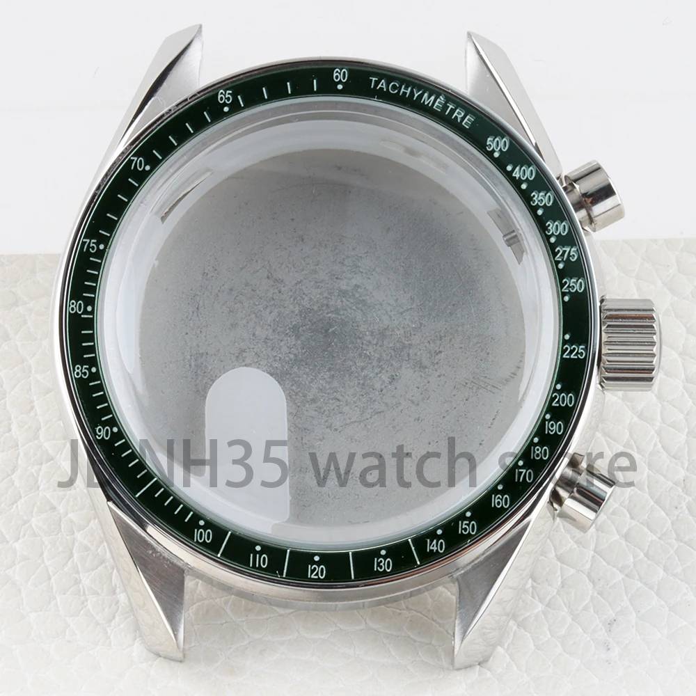 

Silver VK63 Watch Case 40mm Solid 316L Stainless Steel for Chronograph VK63 VK64 Movement 32.5mm Dial Waterproof Case