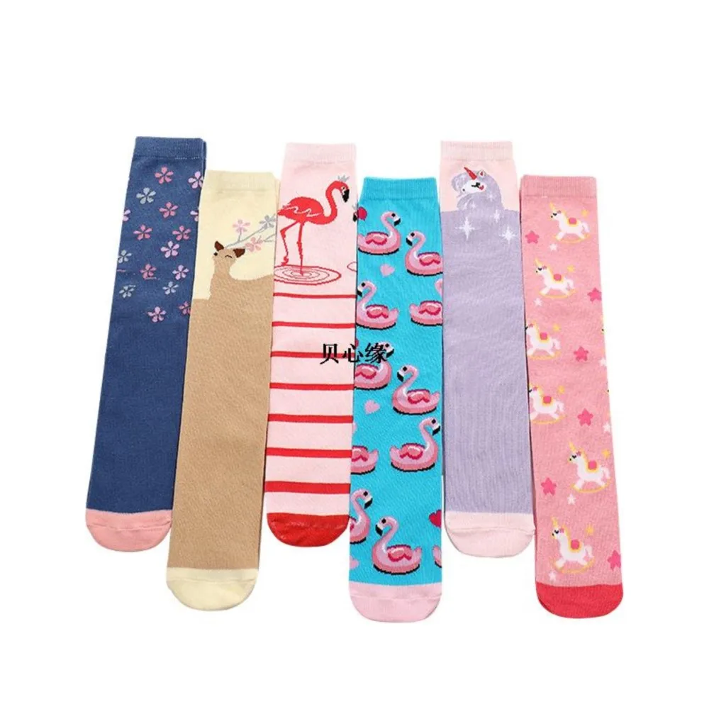 

kids sokken knee high flamingo cartoon socks children for straight with wool knee-high stockings of the girls long sock