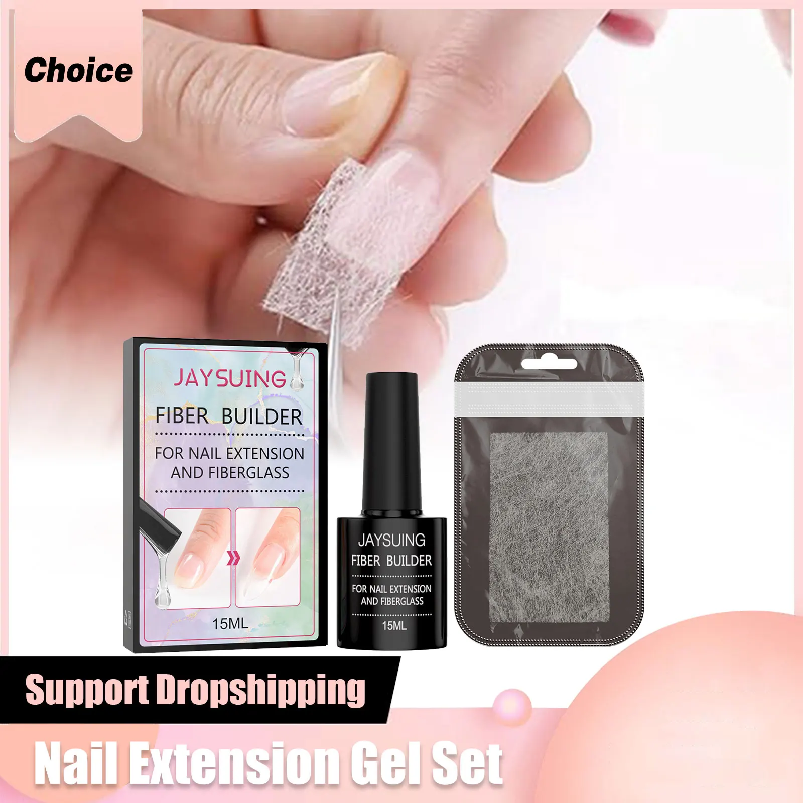 

Fiberglass Nail Extension Kit with Building Gel Silks Form Wrap Splits Breaks Repair Nail Art Quick Building Fiber Extension Gel