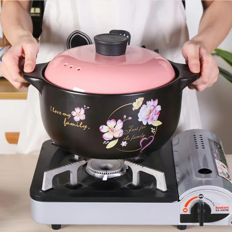 

Ceramic Casserole Japanese Pink Yellow Round Multiple Size Cooking Soup Pot Household Kitchen Supplies Saucepan Cookware