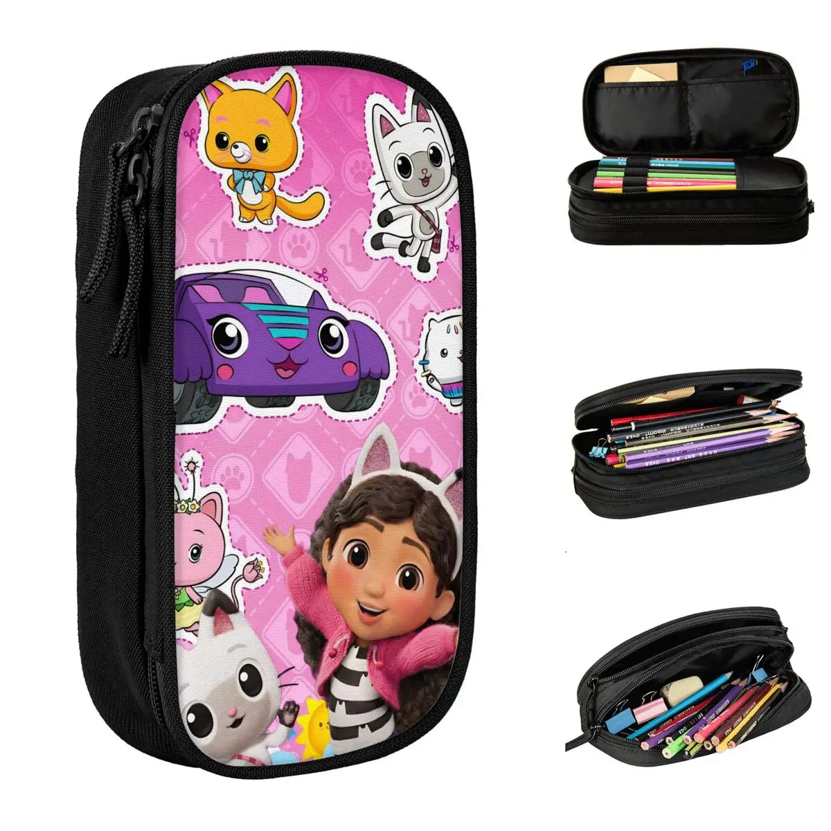 

Gabbys Dollhouse Cartoon Pencil Cases Fun Pen Holder Pencil Bags Student Big Capacity School Supplies Zipper Pencilcases