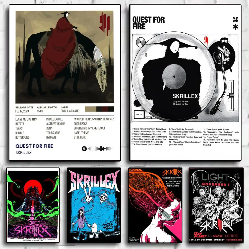 Póster de álbum clásico de cantante Pop S_Skrillex, pegatinas decorativas para pared, Mural, impresión fotográfica para decoración del hogar, sala de estar y pasillo