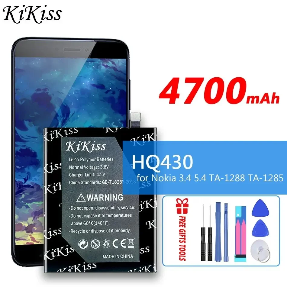 KiKiss Battery HQ430 4700mAh for Nokia 3.4 5.4 TA-1288 TA-1285 TA-1283 TA-1333 TA-1340 TA-1337 TA-1328 TA-1325 Replace Bateria