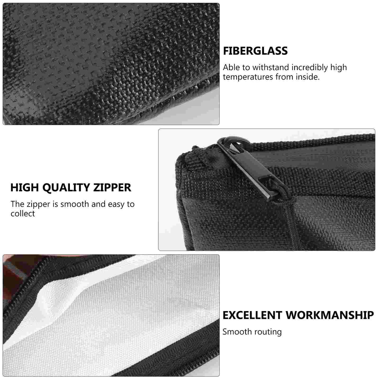 Fire Resistant Document Bag High Temperature Resistance Protection Fireproof File Fiberglass Zipper